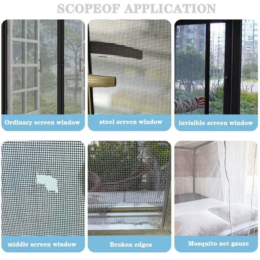 Window Screen Repair Tape Self Adhesive Mesh Tape Net Door Fix Patch anti Insect Mosquito Mesh Broken Holes Repairing