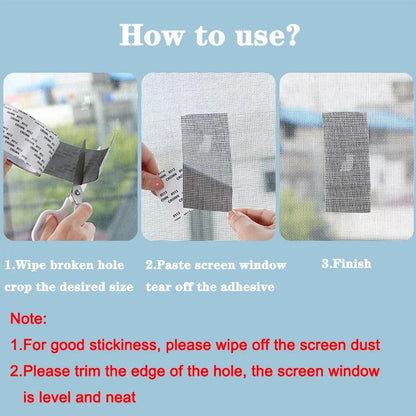 Window Screen Repair Tape Self Adhesive Mesh Tape Net Door Fix Patch anti Insect Mosquito Mesh Broken Holes Repairing