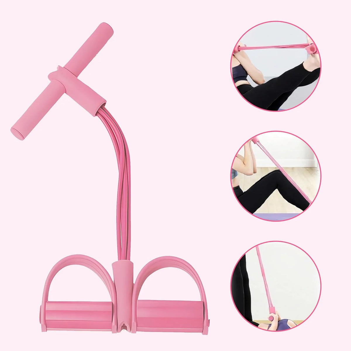 Multifunction Pedal Resistance Band, 4-Tube Elastic Pull Rope for Home Yoga, Leg Exercise, Sit-Up Assistant, Full Body Stretching & Strength Training Fitness Tension Rope
