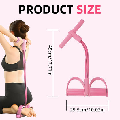 Multifunction Pedal Resistance Band, 4-Tube Elastic Pull Rope for Home Yoga, Leg Exercise, Sit-Up Assistant, Full Body Stretching & Strength Training Fitness Tension Rope